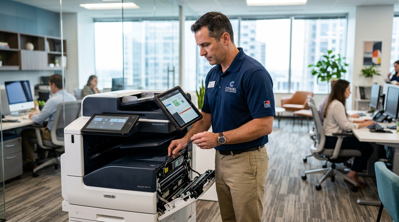 Certified IT Technician Troubleshooting Office Multifunction Laser Printer
